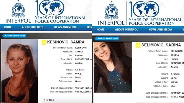 Interpol appeal for Sabina Selimovic and Samra Kesinovic