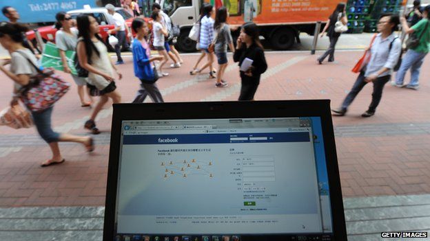 Computer displaying Facebook in China