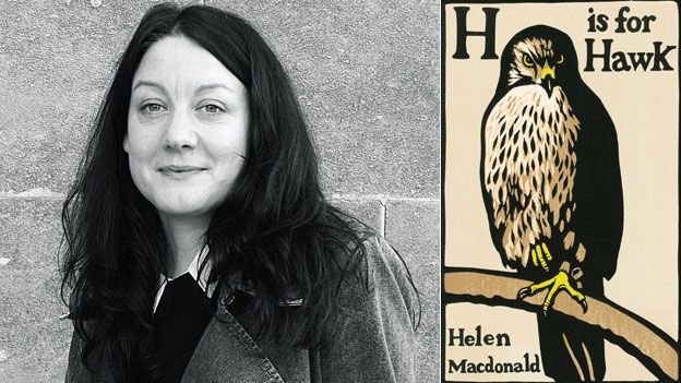 Helen Macdonald and the jacket for her winning book