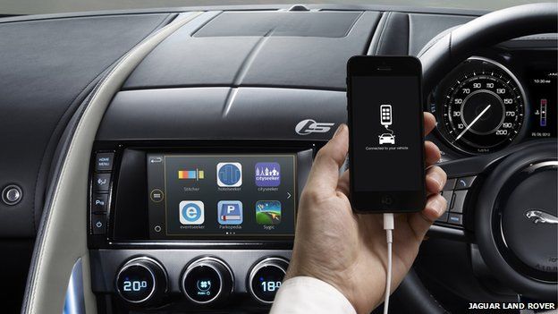 Smartphone and apps in Jaguar car