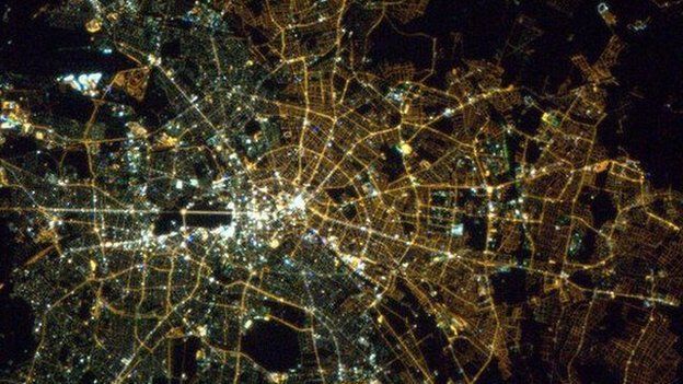 Berlin from the sky by astronaut Chris Hadfield 17 April 2013