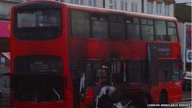 Burning Bus Explodes In South London Street Bbc News