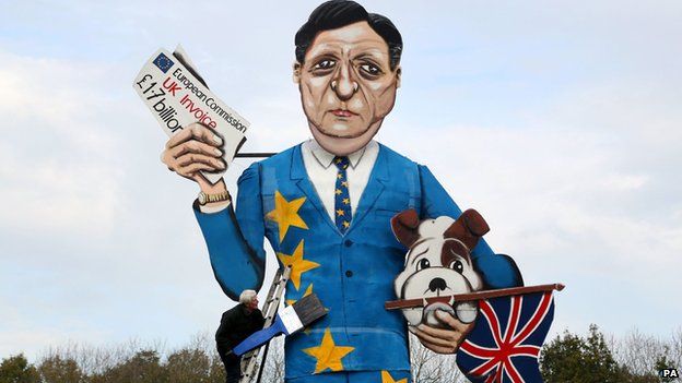 Effigy of outgoing president of the European Commission Jose Manuel Barroso