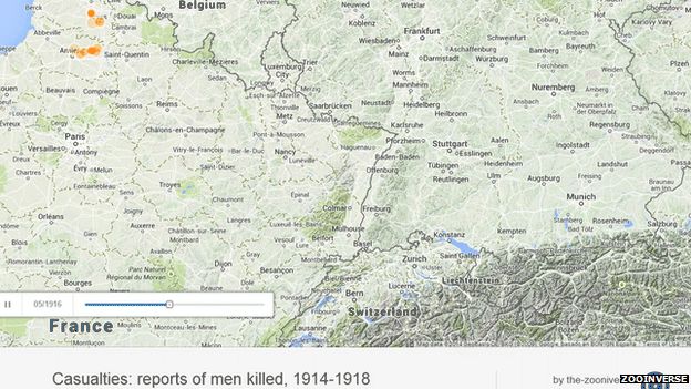 Map of WW1 casualties