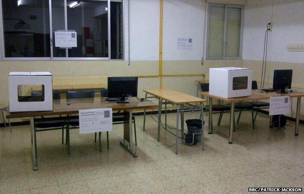 One of the polling stations in Barcelona, Spain 8 November 2014