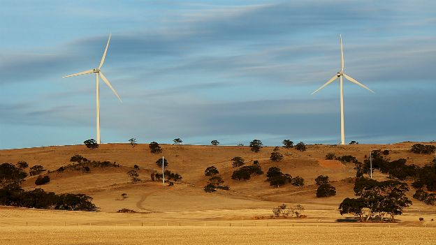 Wind turbines on a hill in Waterloo, Australia - 18 April 2013