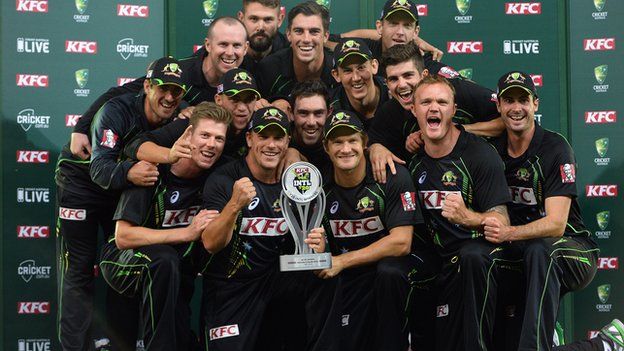 Australia with the Twenty20 series trophy