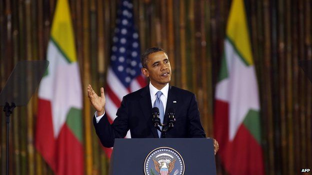 US President Barack Obama speaks at the University of Yangon in Yangon on 19 November, 2012