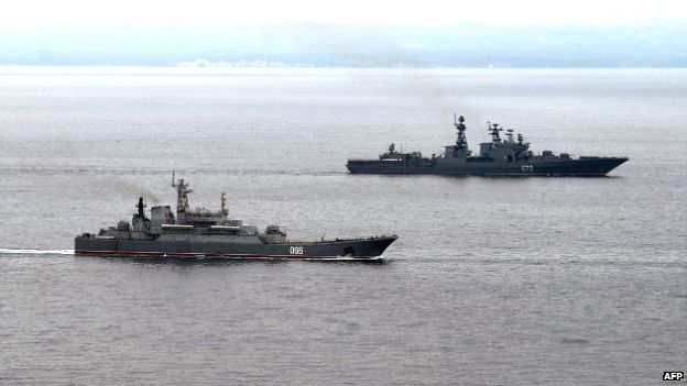 Russian military ships take part in exercises in the Pacific Ocean near the Sakhalin island - 16 July 2013