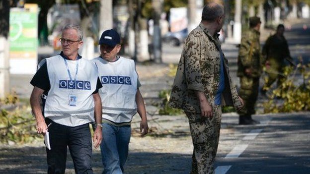 OSCE members in Donetsk. Photo: August 2014
