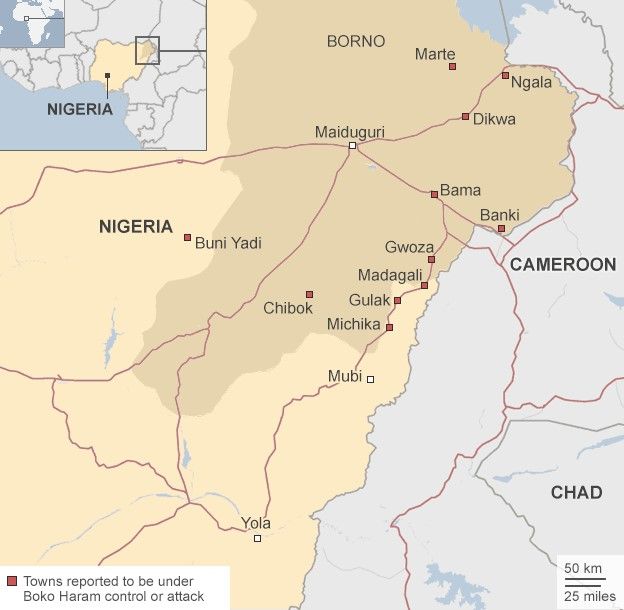 Map of north-east Nigeria