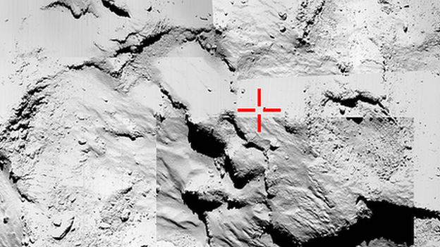 Comet surface seen from the orbiter