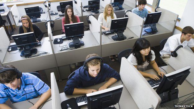 Students training on computers