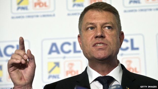 Romanian President-elect Klaus Iohannis addresses a news conference.