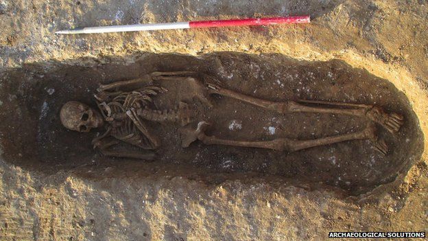 Skeleton being excavated in Exning