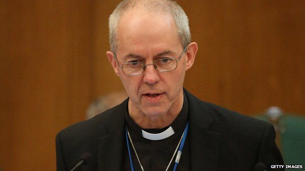 Archbishop of Canterbury Justin Welby speaks at The General Synod after the clergy confirmed an amendment on acceptance of women Bishops