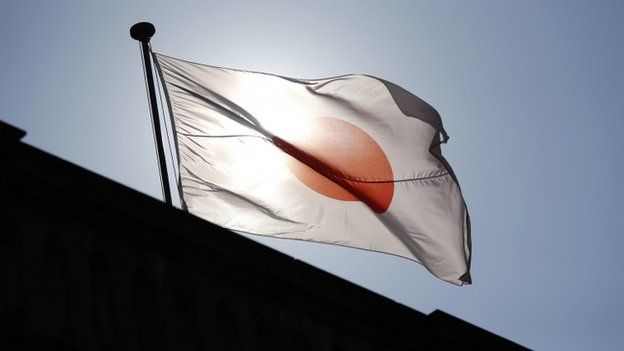 A Japanese flag flutters at the Old Building of Bank of Japan"s head office in Toky