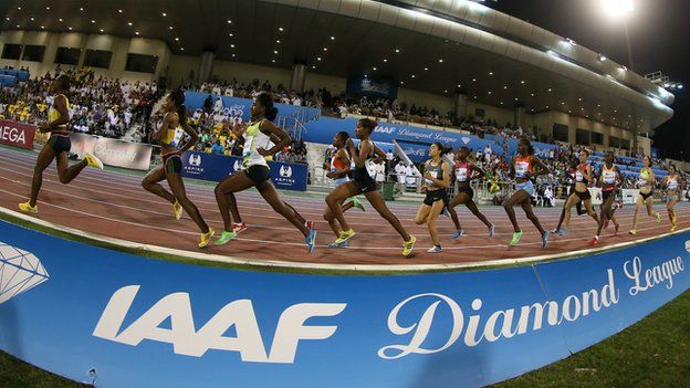 Athletes compete at the Diamond League in Doha