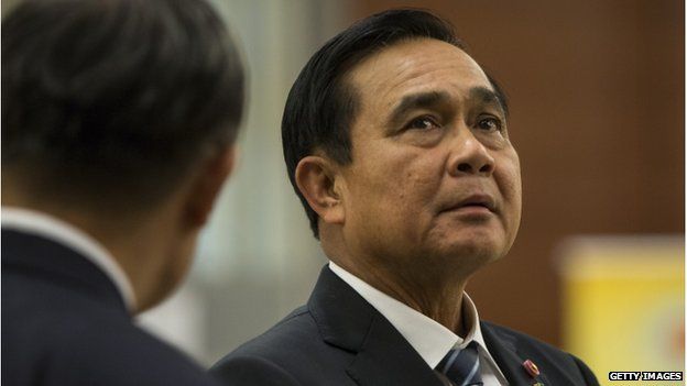 Thailand Prime Minister Prayuth Chan-Ocha waits for the China Summit to begin on the second day of the ASEAN summit on 13 November 2014 in Naypyidaw, Burma.