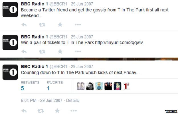 Radio 1's first tweets