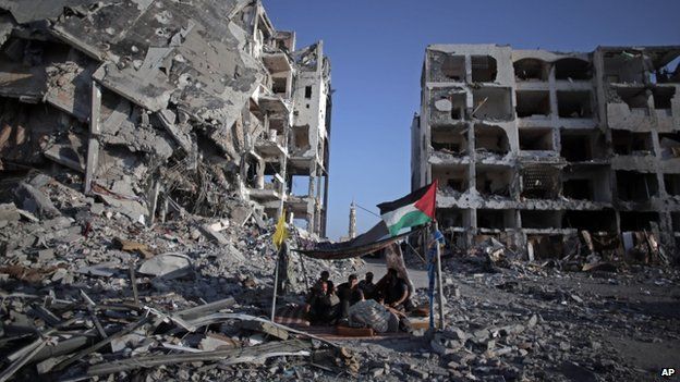 The bombarded town of Beit Lahiya in the northern Gaza Strip (11 August 2014)
