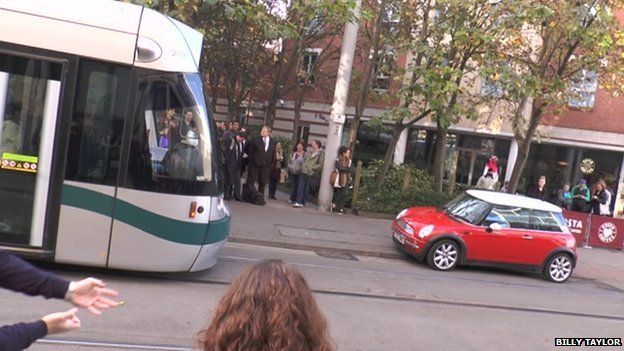 Car and tram