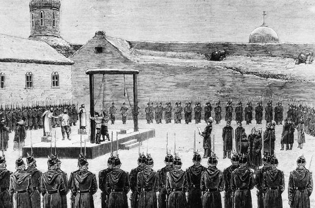 Execution of two nihilists in St Petersburg, 1880
