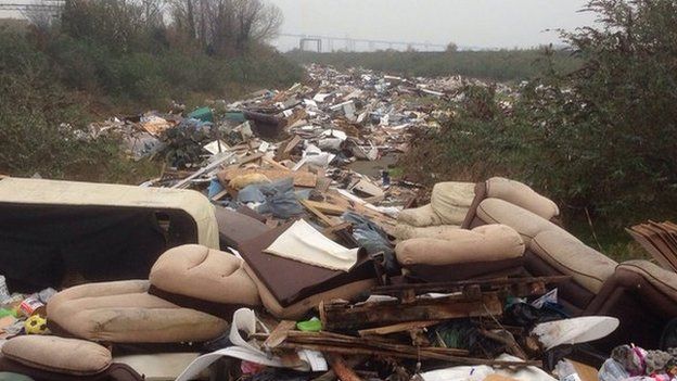 Fly tipping site in Purfleet