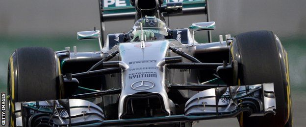 Mercedes Nico Rosberg in practice at Abu Dhabi