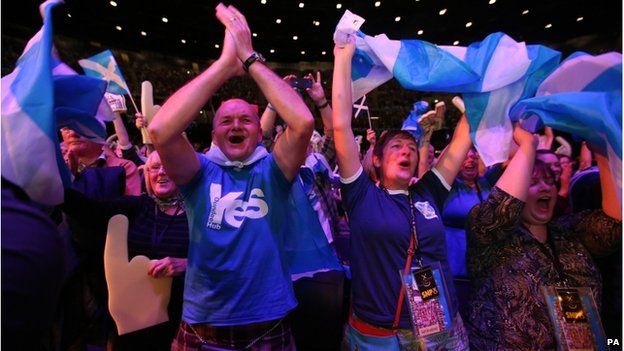 SNP members at the Nicola Sturgeon rally at the SSE Hydro in Glasgow