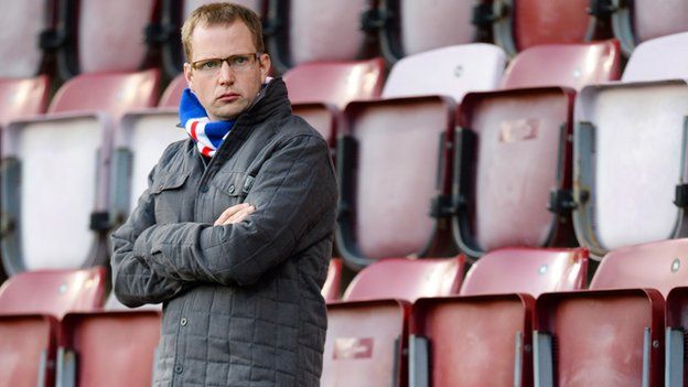 A dejected Rangers fan at full-time after the 2-0 defeat to Hearts