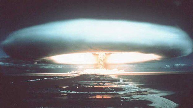 A French nuclear test at Mururoa Atoll in 1971