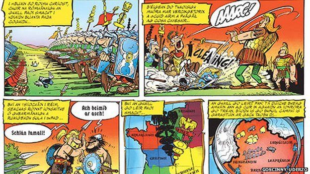 The opening pages of Asterix na nGallach, the Irish language translation of Asterix the Gaul.