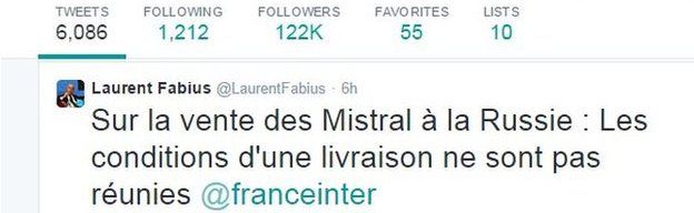 Laurent Fabius tweet