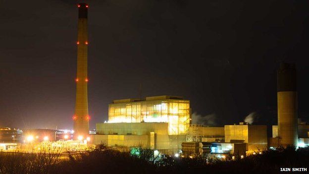 Peterhead Power Station at night