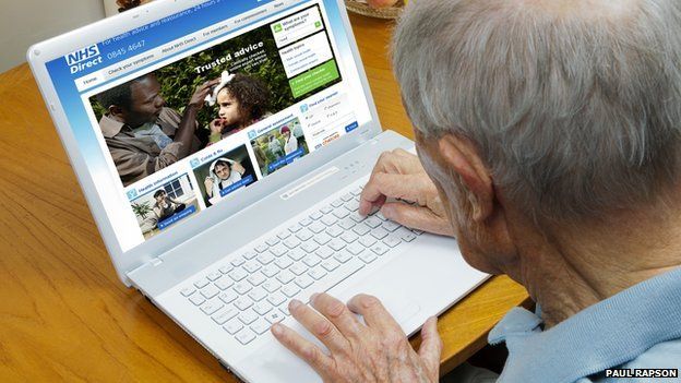 elderly man looking at NHS website