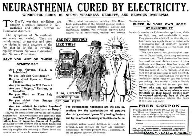 Neurasthenia Cured by Electricity advert