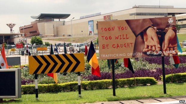 A drug prevention poster id seen outside Kotoka International Airport, in Accra 12 July 2007