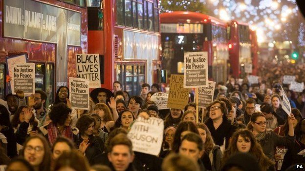 Protesters in Oxford Street, London
