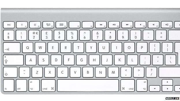 An Apple UK wireless keyboard