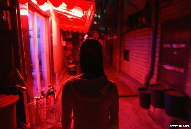 Prostitute in red light district in Seoul, South Korea