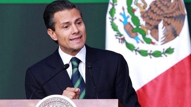 Mexico"s President Enrique Pena Nieto delivers a speech during a national broadcasting message from National Palace in Mexico City, México, 27 November 2014