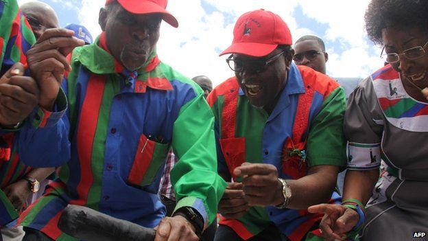 Prime Minister Hage Geingob (centre) during a campaign rally in Windhoek. Photo: 22 November 2014