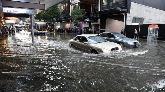 Flooded street in Brisbane. 27 Nov 2014