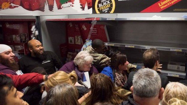 Black Friday shoppers in a Cardiff Tesco