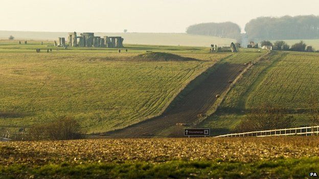 Stonehenge with grassed over road