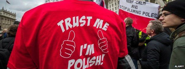 Man in shirt saying "Trust me I'm Polish"
