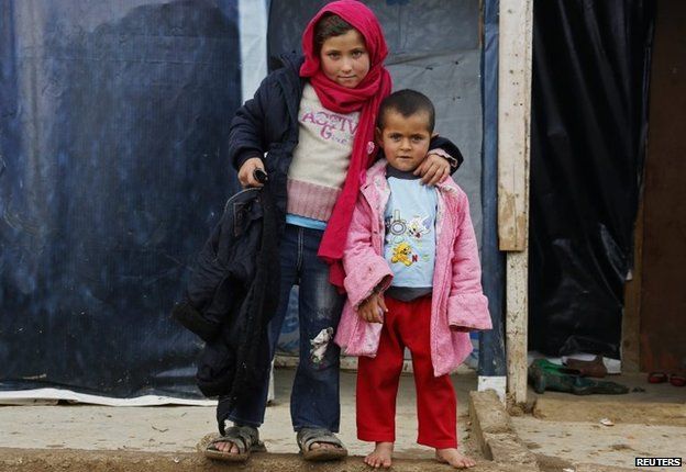 Young Syrian refugees at a camp in Zahle, eastern Lebanon (27 November 2014)