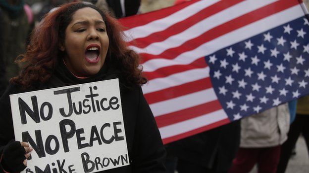 Protester in Ferguson Missori