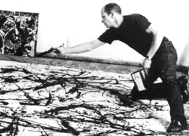 Jackson Pollock painting in 1945